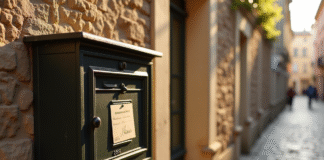 Boîte aux lettres vintage sur mur en pierre à Aix en Provence