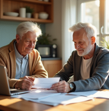 Retraite : montant sans travail ? Estimation et bases légales Couple senior examinant des documents financiers à la maison