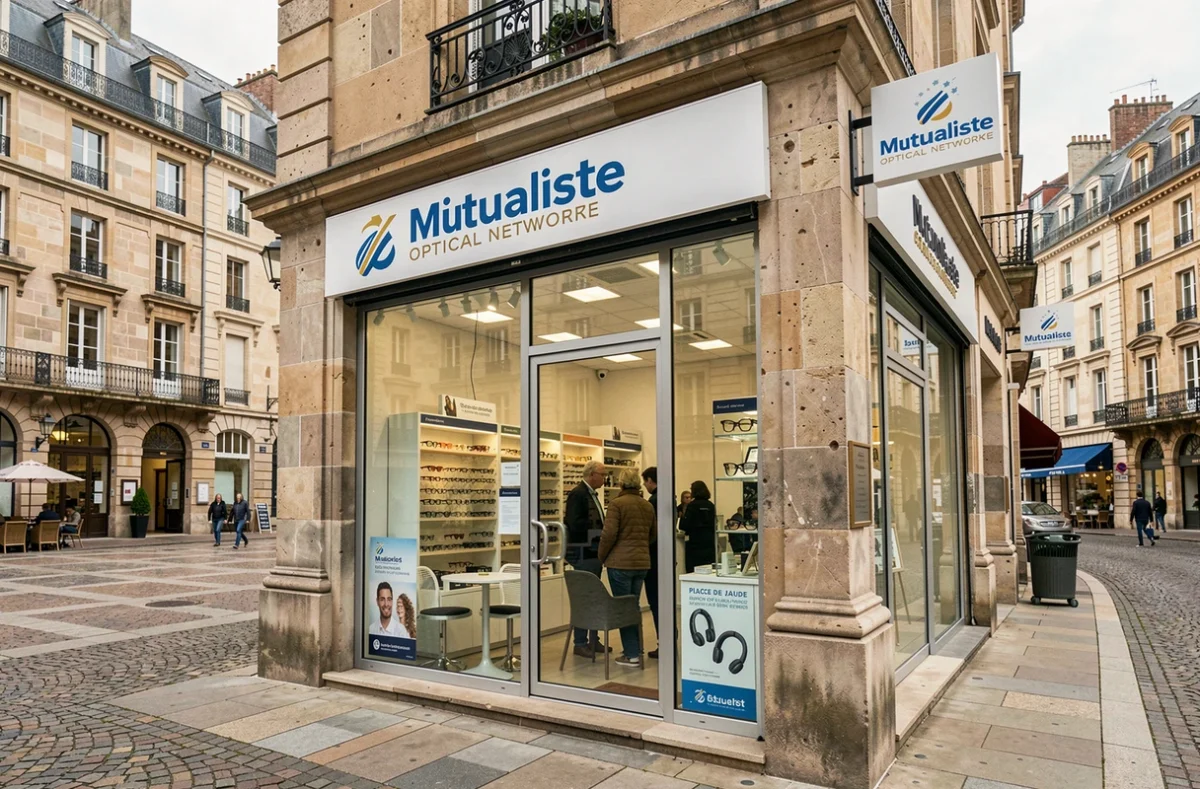 Devanture de l'opticien mutualiste Écouter Voir Optique place de Jaude à Clermont-Ferrand