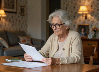 Vendre sa maison : qui est le plus susceptible ? Femme âgée examinant des documents immobiliers dans un salon chaleureux