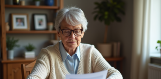 Dossier retraite : quand et comment le démarrer ? Femme d'âge moyen lisant des documents de retraite dans un intérieur chaleureux