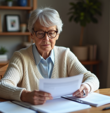 Dossier retraite : quand et comment le démarrer ? Femme d'âge moyen lisant des documents de retraite dans un intérieur chaleureux