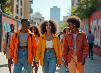 Tendance streetwear : quand est-elle devenue incontournable ? Groupe de jeunes en streetwear dans la ville ensoleillée