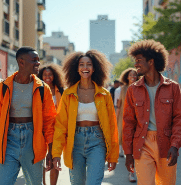 Tendance streetwear : quand est-elle devenue incontournable ? Groupe de jeunes en streetwear dans la ville ensoleillée