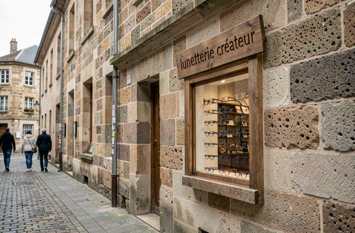 Façade de la Lunetterie Clermontoise, opticien créateur rue des Gras à Clermont-Ferrand