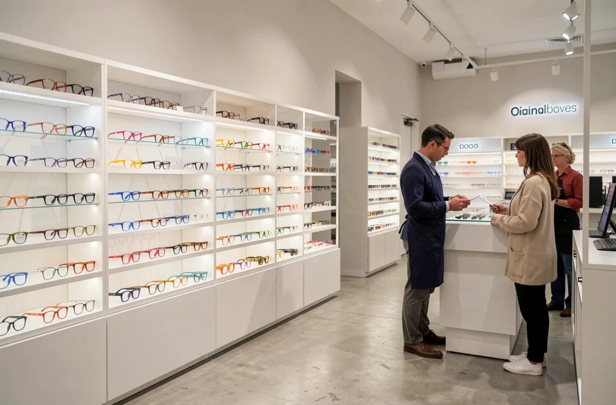 Intérieur de l'Optique Neyrat à Clermont-Ferrand avec large catalogue de montures de marques