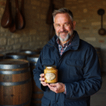 Rencontre avec un producteur de foie gras IGP : qualité et tradition au rendez-vous Producteur de foie gras tenant un pot dans un atelier rustique