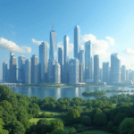 Meilleur pays pour investir dans l’immobilier : top destinations en 2025 Silhouette d'une ville moderne avec gratte-ciel luxe et espaces verts