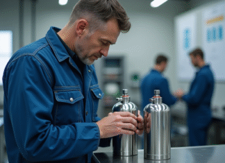 Explosif : hydrogène vs essence, le match ! Quelle est la différence ? Technicien inspectant un réservoir d'hydrogène dans un laboratoire