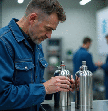 Explosif : hydrogène vs essence, le match ! Quelle est la différence ? Technicien inspectant un réservoir d'hydrogène dans un laboratoire