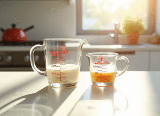 Comment les mesures liquides peuvent tromper : l’histoire de 500 ml et de cl Deux verres doseurs côte à côte en cuisine ensoleillée