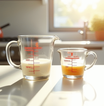 Comment les mesures liquides peuvent tromper : l’histoire de 500 ml et de cl Deux verres doseurs côte à côte en cuisine ensoleillée